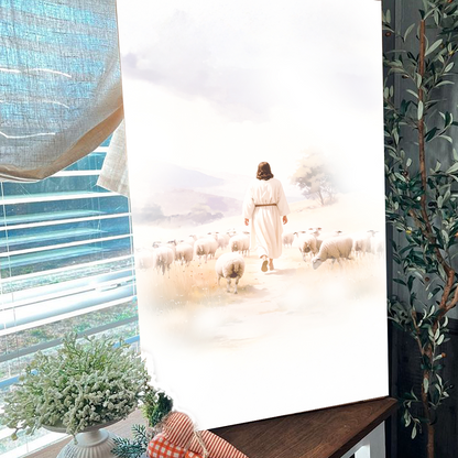 99 Faith Wall Art VII canvas by Tailored Canvases, pastoral scene with figure and sheep on Tampa Home & Garden Store