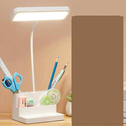 LED table lamp with built-in pen storage desk organizer white dimmable eye-protection light on Tampa Home & Garden Store