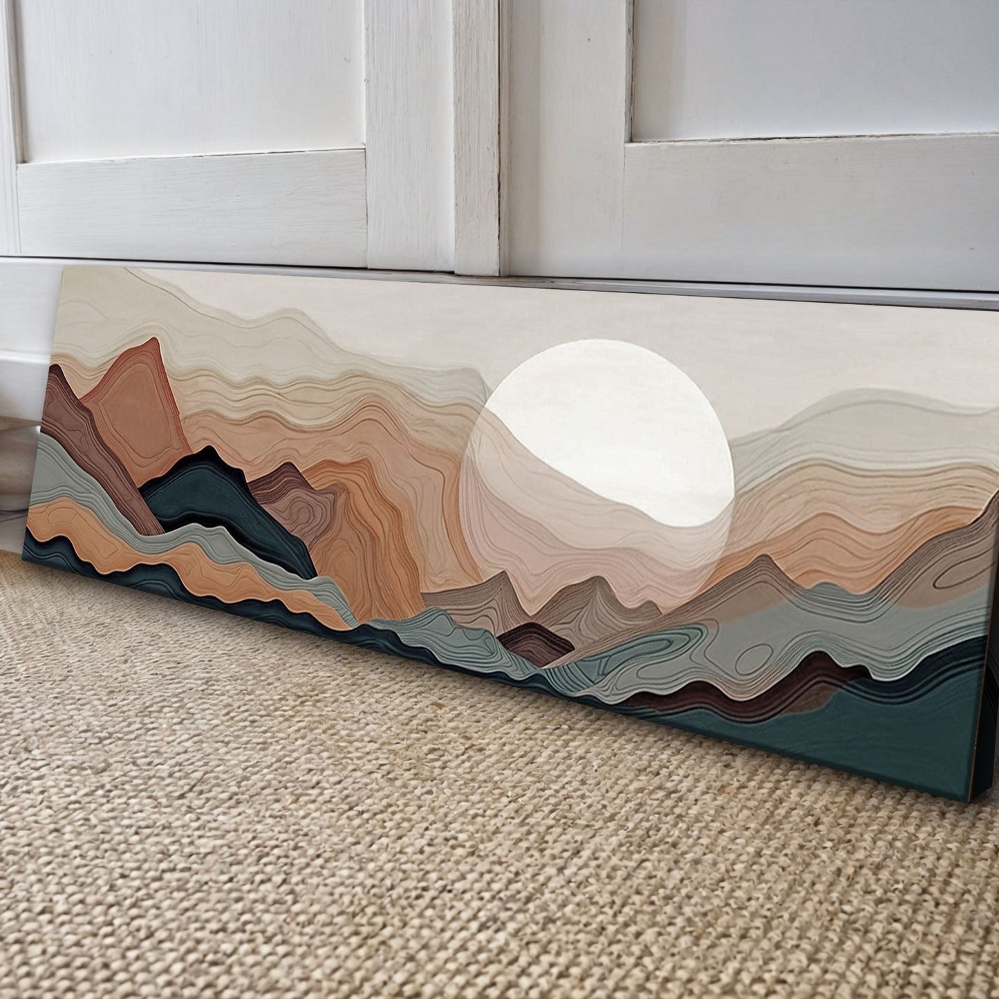 Abstract Mountains Landscape Canvas by Tailored Canvases, earthy layered mountain tones on Tampa Home & Garden Store