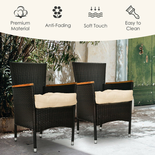 21 Inch  x 21 Inch Patio Chair Seat Cushion Pads for Indoor and Outdoor-Beige - Tampa Home & Garden Store
