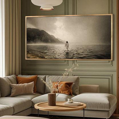 Walking On Water Faith Wall Art V canvas by Tailored Canvases, seascape with figure on Tampa Home & Garden Store