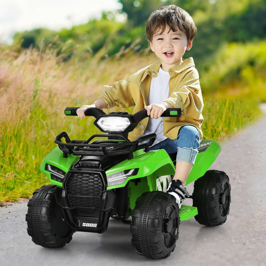 6V Kids ATV Quad Electric Ride On Car with LED Light and MP3-Green - Tampa Home & Garden Store