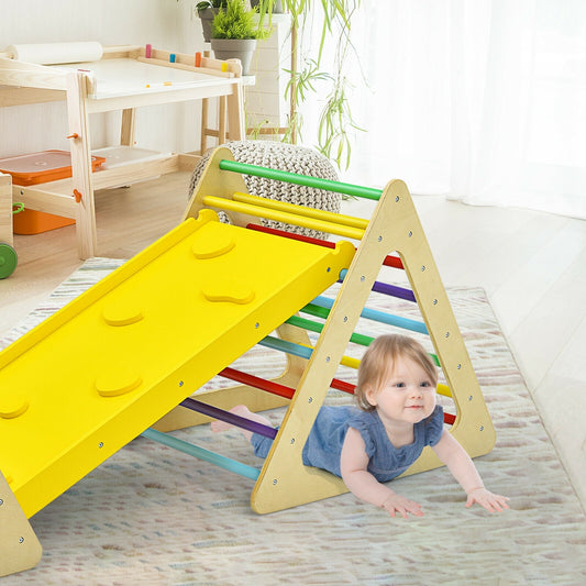 3 in 1 Wooden Set of 2 Triangle Climber with Ramp for Slid - Tampa Home & Garden Store