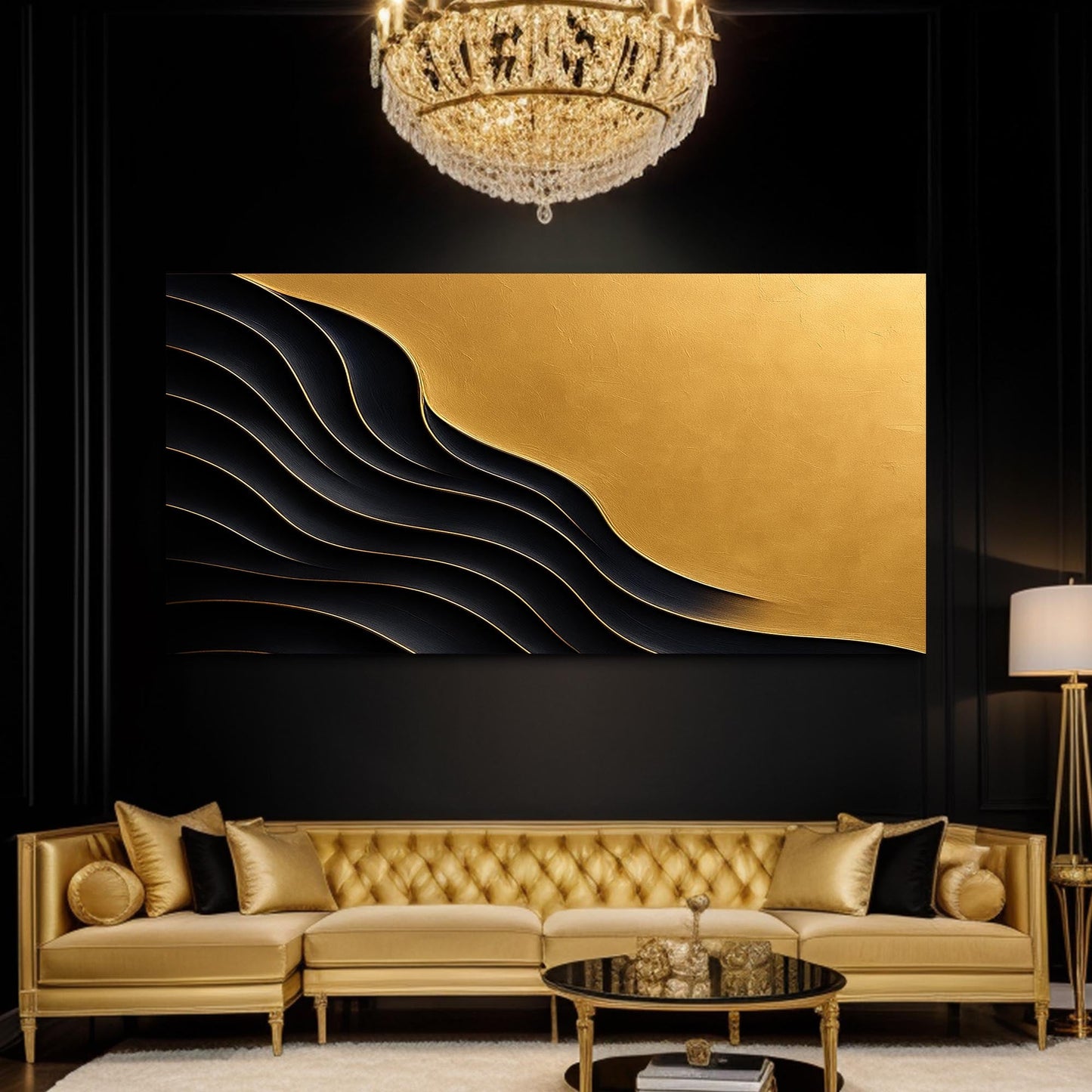 Black And Gold Minimalist Abstract XI canvas for crafting canvas decor on Tampa Home & Garden Store