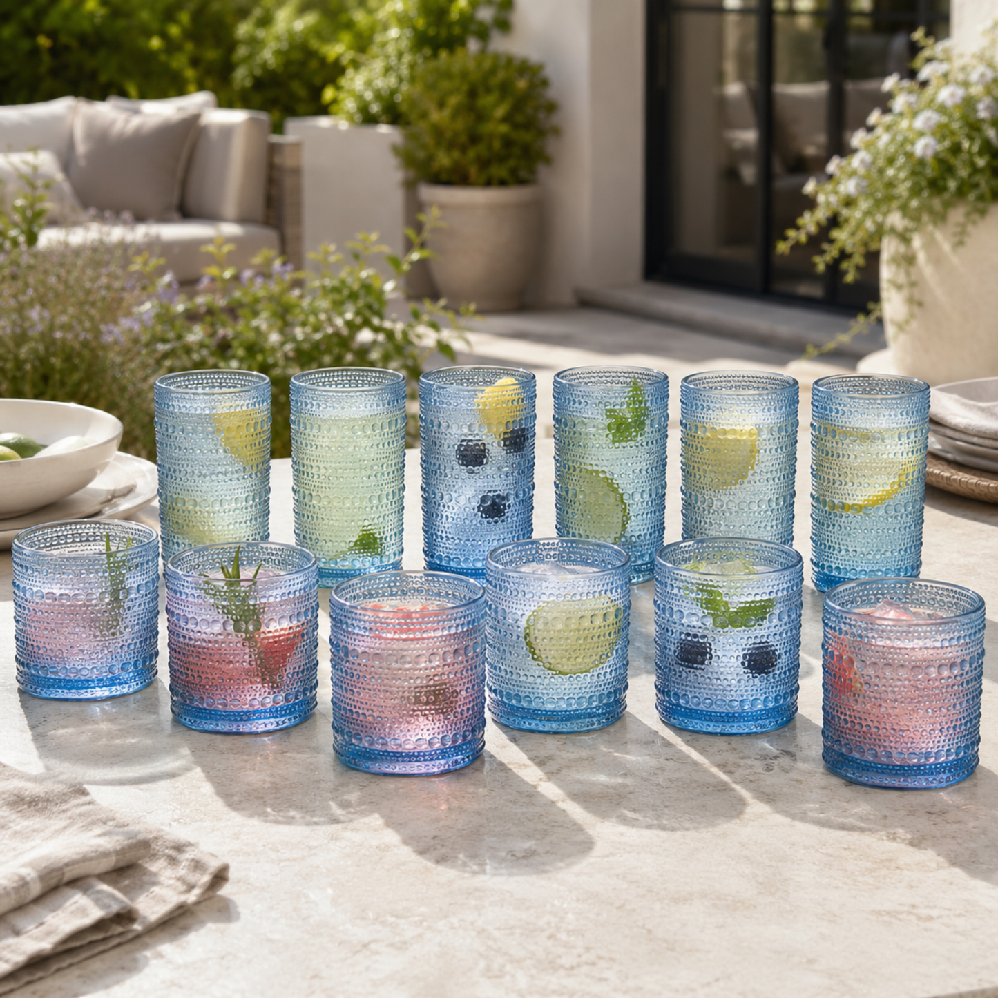 Textured Hobnail Lowball and Highball Set of 12