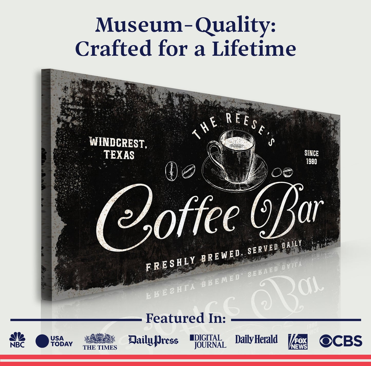 Canvas Coffee Bar Sign V crafting canvas by Tailored Canvases, vintage chalkboard coffee design on Tampa Home & Garden Store