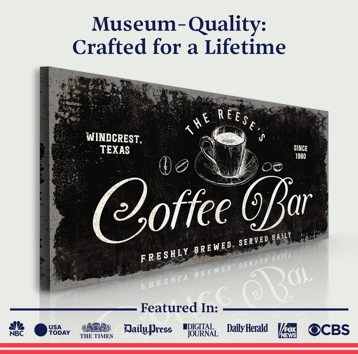 Canvas Coffee Bar Sign V crafting canvas by Tailored Canvases, vintage chalkboard coffee design on Tampa Home & Garden Store