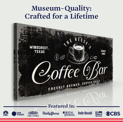 Canvas Coffee Bar Sign V crafting canvas by Tailored Canvases, vintage chalkboard coffee design on Tampa Home & Garden Store