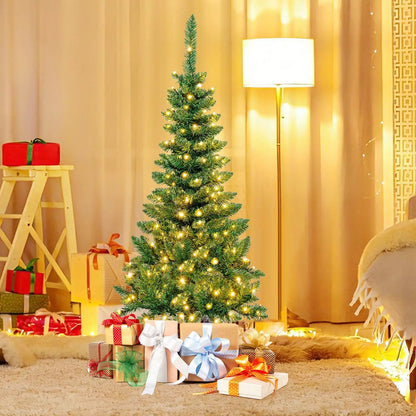 4.5 Ft Pre-Lit Premium Hinged Fir Pencil Tree