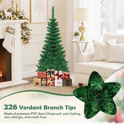 4.5 Ft Pre-Lit Premium Hinged Fir Pencil Tree