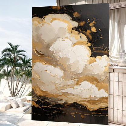 Auric Cloud Abstract Wall Art canvas by Tailored Canvases; gold ivory swirls on Tampa Home & Garden Store
