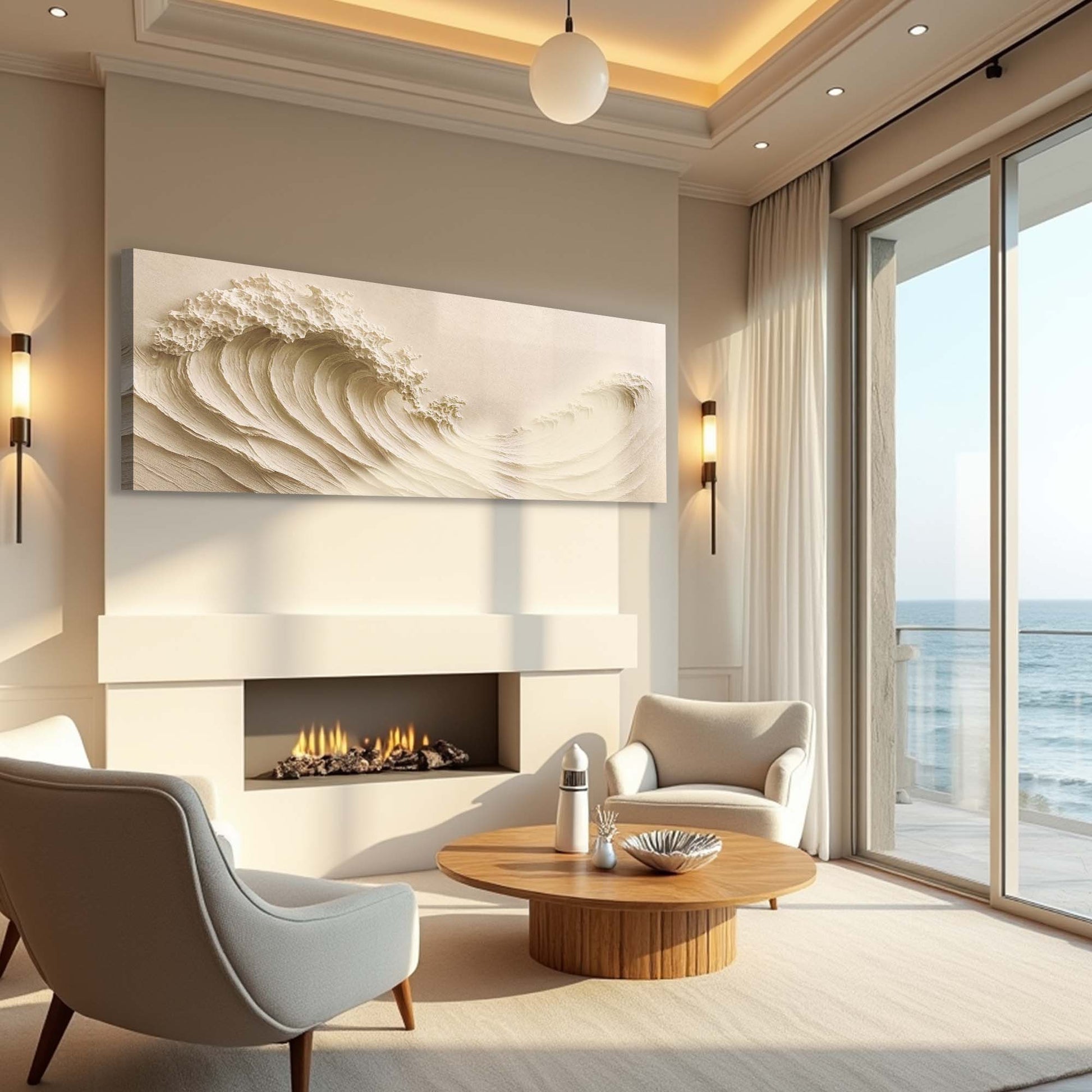 Ocean Wave Seascape Wall Art II canvas by Tailored Canvases in cream tones on Tampa Home & Garden Store