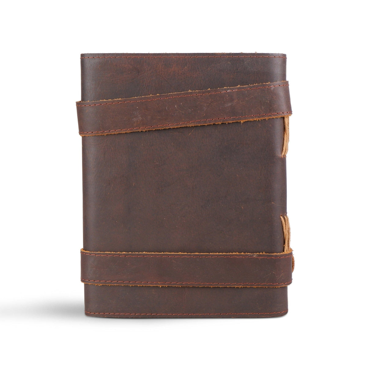 Vintage dark brown leather journal with wrap strap by Classy Leather Bags on Tampa Home & Garden Store