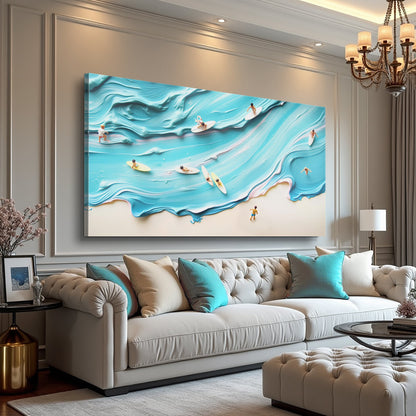 Abstract Aerial Beach Wall Art canvas turquoise ocean surfers Tailored Canvases Crafting Canvas on Tampa Home & Garden Store