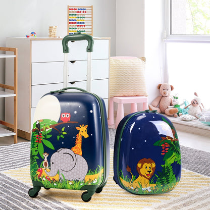 GemGear 2-piece elephant kids rolling luggage set 12in & 16in with green handles on Tampa Home & Garden Store
