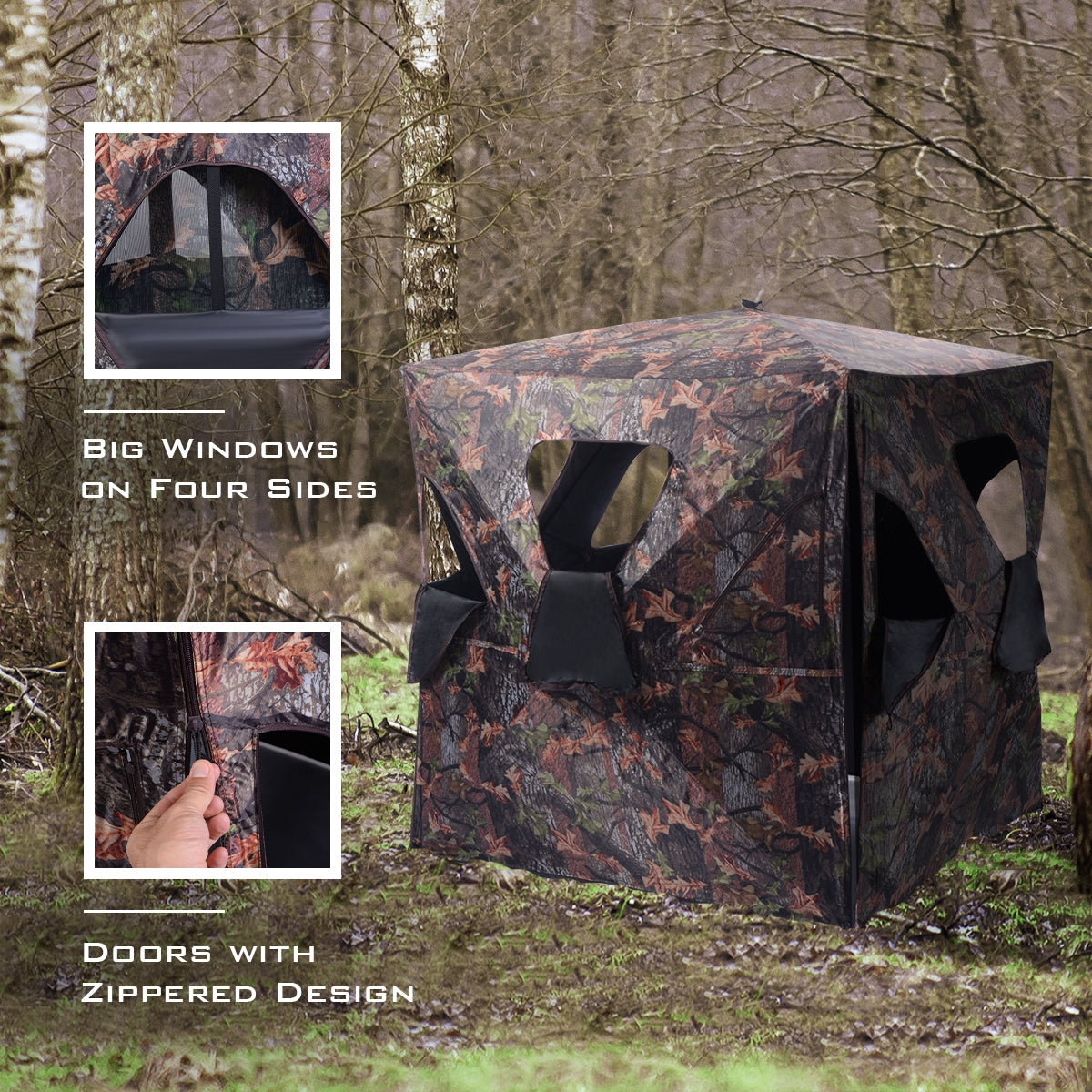 Ground hunting blind portable deer pop-up camo with four large windows by GemGear on Tampa Home & Garden Store