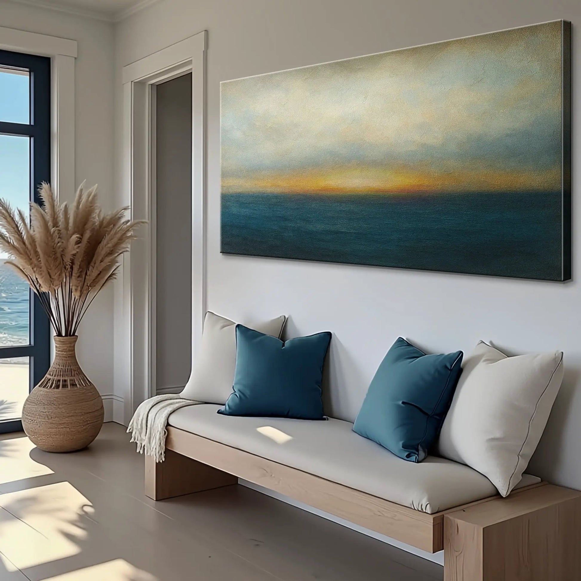 Waterscape Abstract Wall Art V canvas by Tailored Canvases; seascape gradient in blues on Tampa Home & Garden Store