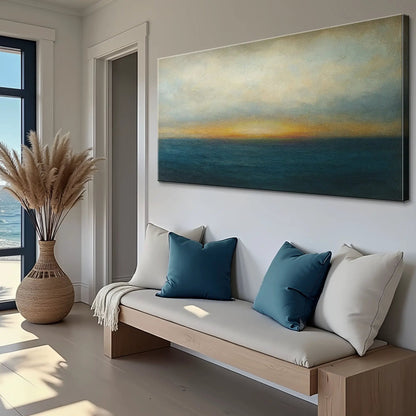 Waterscape Abstract Wall Art V canvas by Tailored Canvases; seascape gradient in blues on Tampa Home & Garden Store