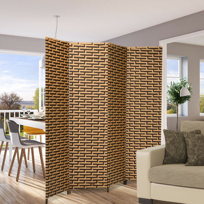 Divisor de ambiente biombo plegable de 4 paneles con bisagra inoxidable - Amarillo