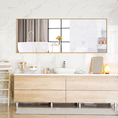 Espejo de cuerpo entero de 59 pulgadas, espejo de dormitorio rectangular grande, dorado