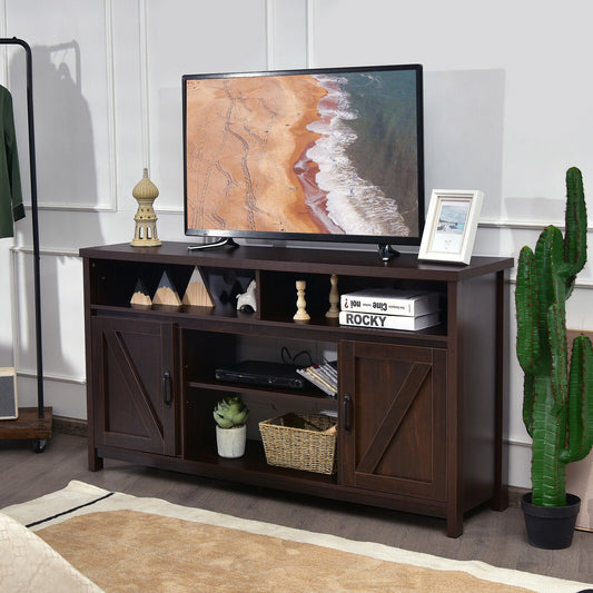 59 Inch TV Stand Media Center Console Cabinet with Barn Door for TV's 65 Inch-Brown - Tampa Home & Garden Store