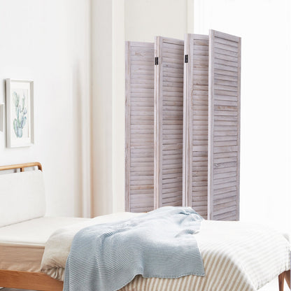 Pantalla divisoria de madera de 6 paneles estilo veneciano con lamas clásicas - Blanca