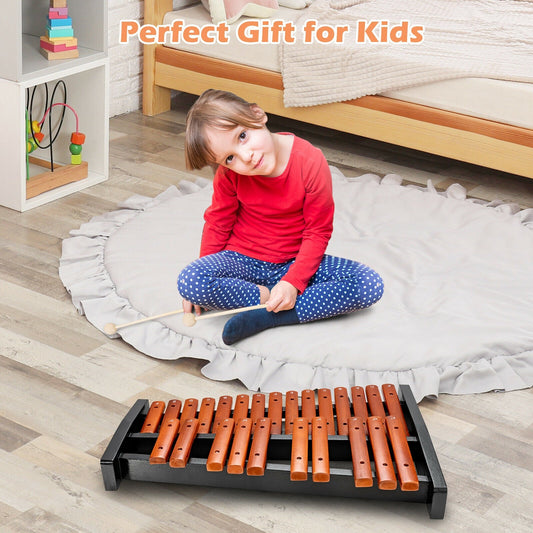 25 Notes Xylophone Wooden Percussion Educational Instrument with 2 Mallets - Tampa Home & Garden Store