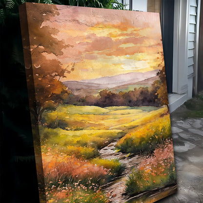 Misty River Wall Art canvas by Tailored Canvases; warm copper sunset landscape on crafting canvas on Tampa Home & Garden Store