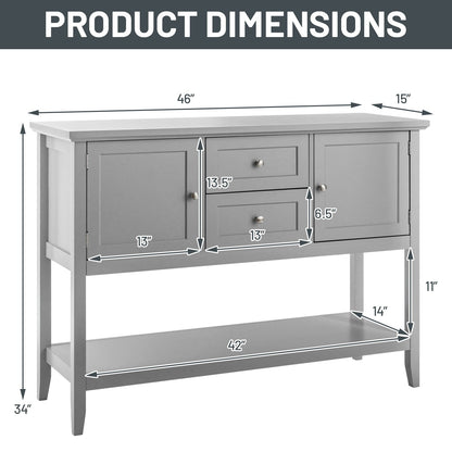Aparador de madera Consola con cajones y almacenamiento - Gris