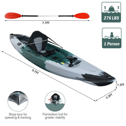 GemGear sit-on-top fishing kayak with rod holders and included paddle, gray hull, 2-item set on Tampa Home & Garden Store