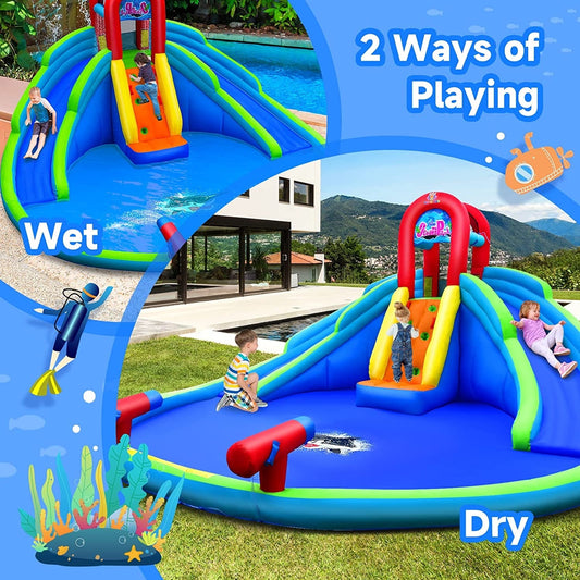 Inflatable Water Park Waterslide for Kids Backyard with 780W Air Blower - Tampa Home & Garden Store