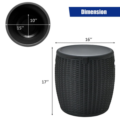 GemGear 9.5 gal 4-in-1 patio rattan cooler bar table, black wicker lid, 16in dia x 17in high on Tampa Home & Garden Store