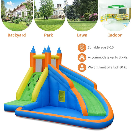 Kids Inflatable Water Slide Bouncing House with Carrying Bag and 480W Blower - Tampa Home & Garden Store