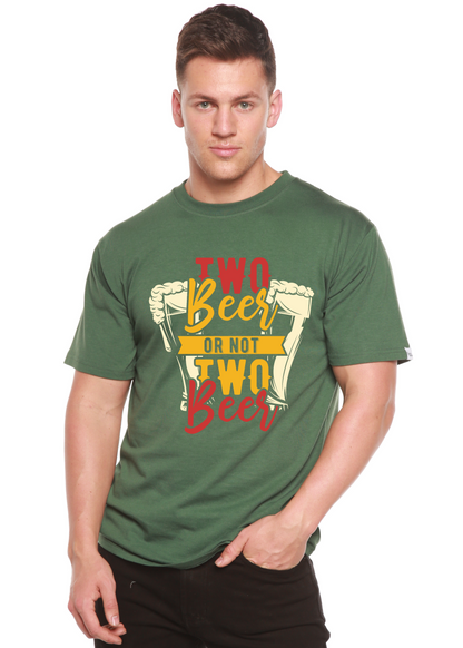 Two Beer men's bamboo short sleeve graphic tee in green with beer glass print Spun Bamboo on Tampa Home & Garden Store