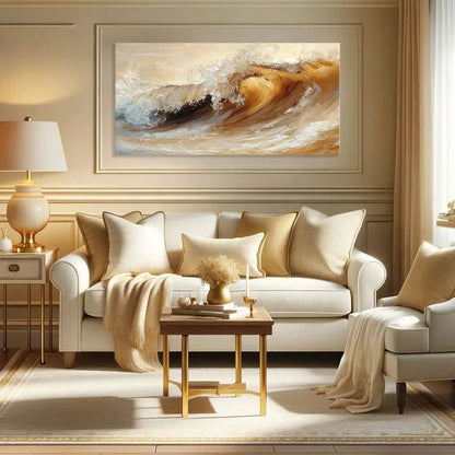 Ocean Wave Seascape Wall Art III canvas by Tailored Canvases, beige and gold ocean tones on Tampa Home & Garden Store