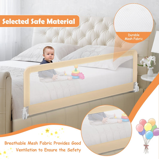 59 Inch Folding Breathable Baby Bed Rail Guard with Safety Strap - Tampa Home & Garden Store