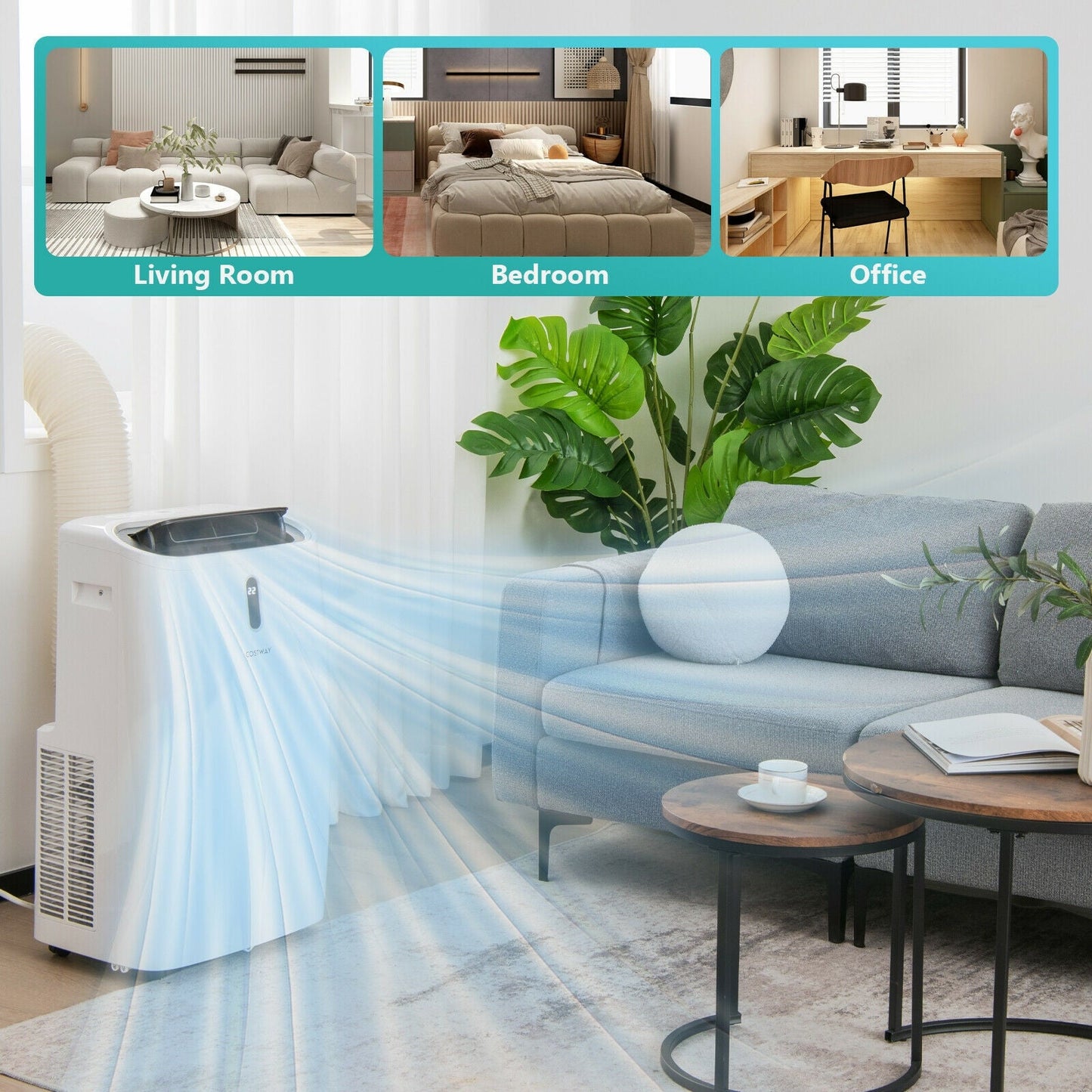 Aire Acondicionado Portátil 4 en 1 de 12000 BTU con Control Inteligente-Blanco
