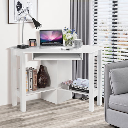Escritorio esquinero de computadora de madera con cajón - Blanco