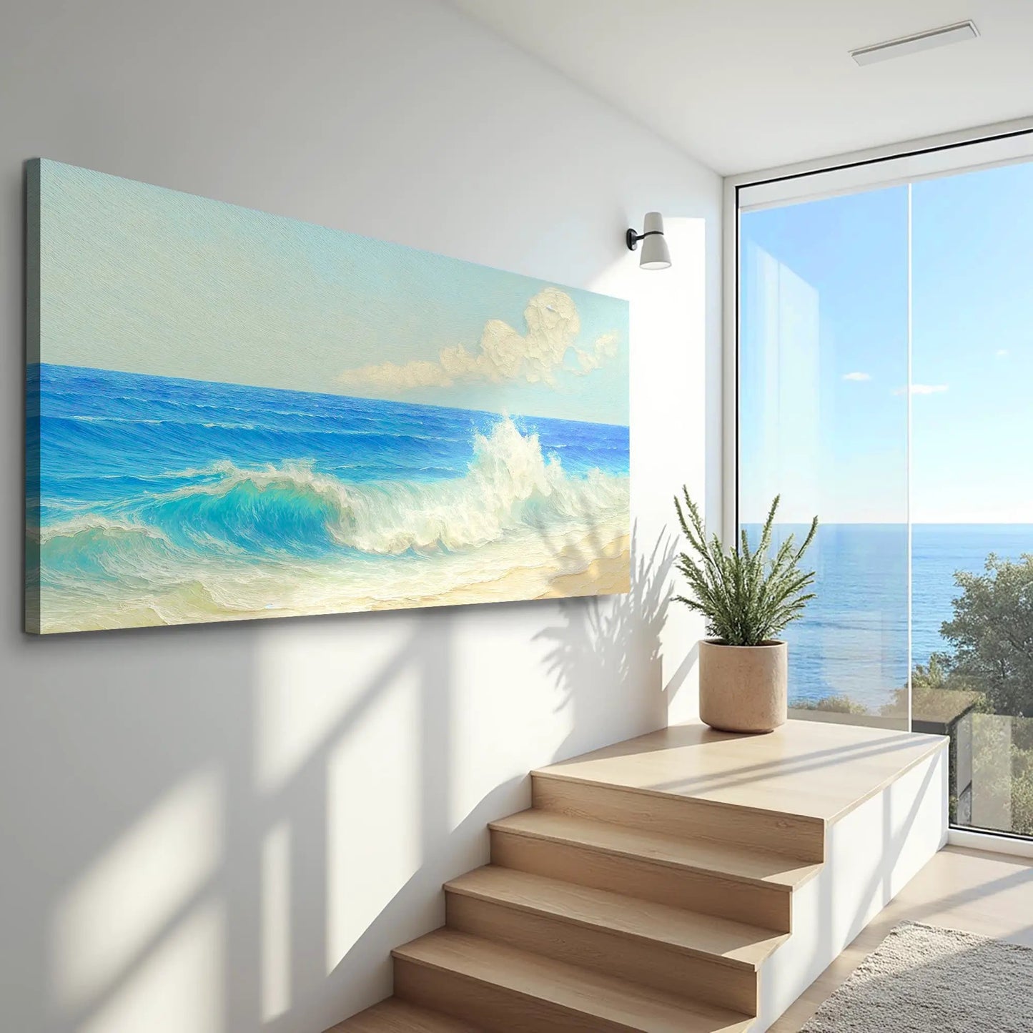 Serene Ocean Wave Coastal Wall Art Canvas