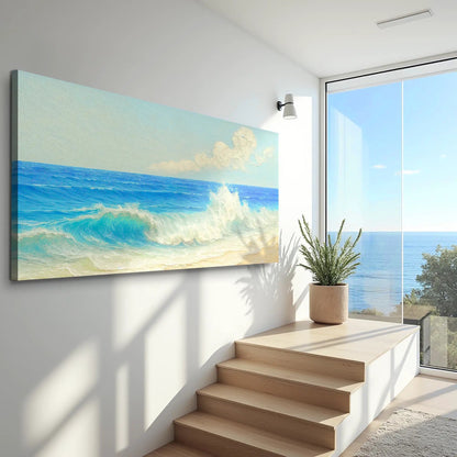 Serene Ocean Wave Coastal Wall Art Canvas