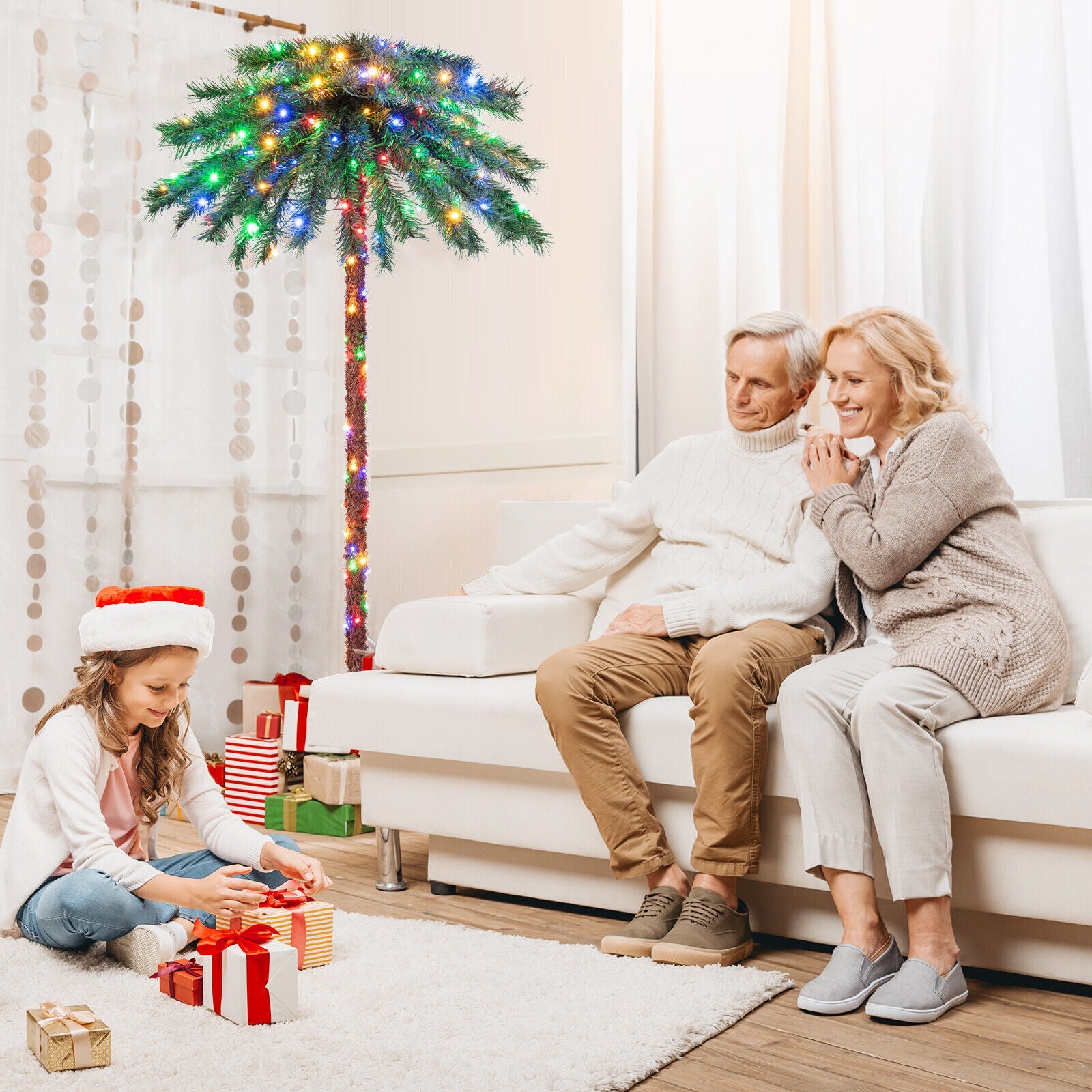 6 Feet Pre-Lit Tropical Christmas Palm Tree with 210 Multicolor Lights DirectDeals on Tampa Home & Garden Store