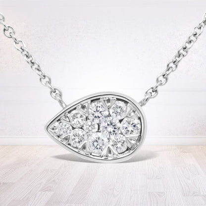 14K white gold teardrop pendant necklace with round diamonds, 18in chain, SI2-I1, Bids.com on Tampa Home & Garden Store
