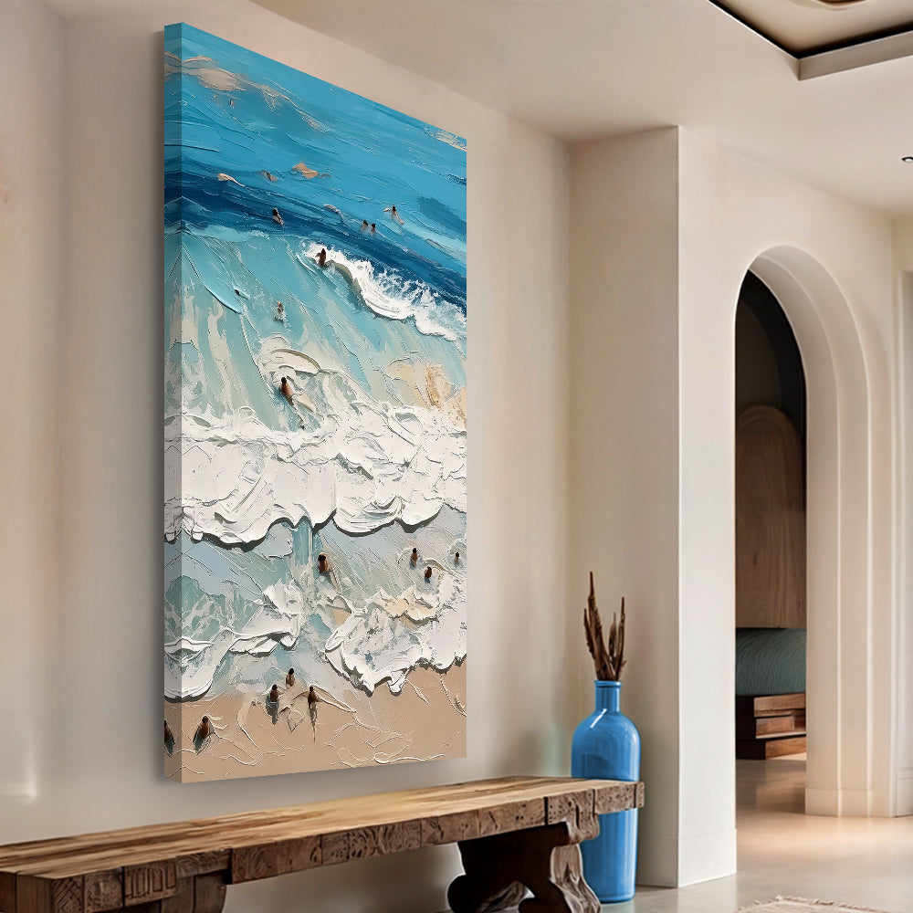 Beach Days Wall Art XVIII canvas; textured coastal scene with blue waves and sandy shore on Tampa Home & Garden Store