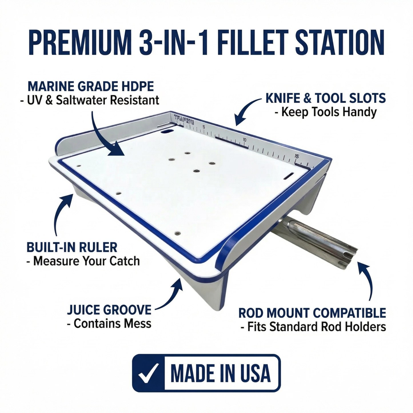 Rod Mount Raised Fillet Table and Fish Station