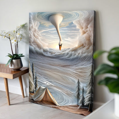 Surrealism Painting Wall Art Canvas by Tailored Canvases with swirling blue ivory textures on Tampa Home & Garden Store