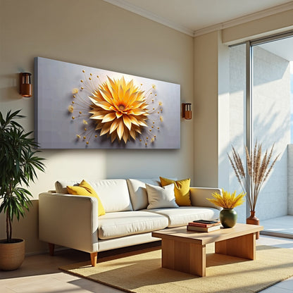 Golden Dandelion minimalist abstract wall art canvas in gold by Tailored Canvases on Tampa Home & Garden Store