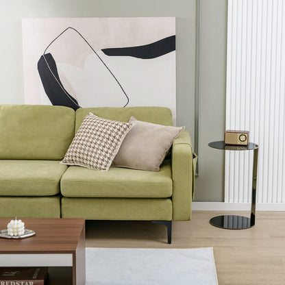 Sofá seccional modular en forma de L de 3 plazas con chaise reversible y 2 puertos USB - Verde