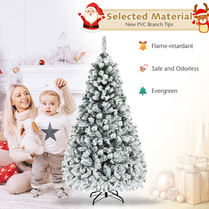 Árbol de Navidad artificial de bisagras con nieve, preiluminado, de primera calidad - 1,83 m
