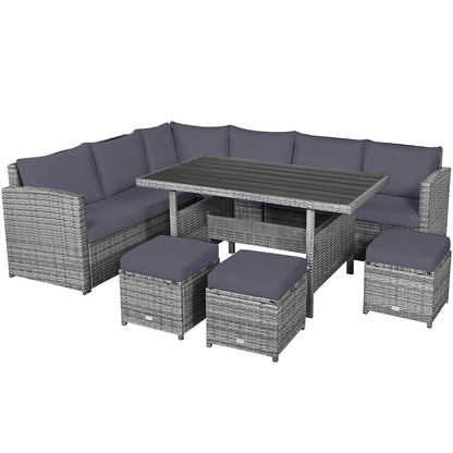 Juego de muebles seccionales de ratán para patio de 7 piezas con otomana de mimbre, color negro
