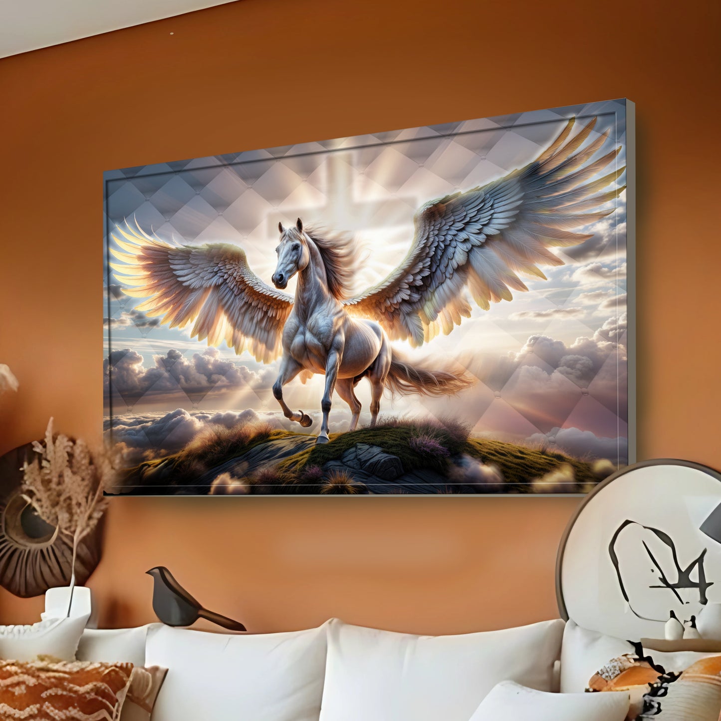 3D Horse Faith Wall Art VI canvas winged Pegasus clouds at sunrise by Tailored Canvases on Tampa Home & Garden Store